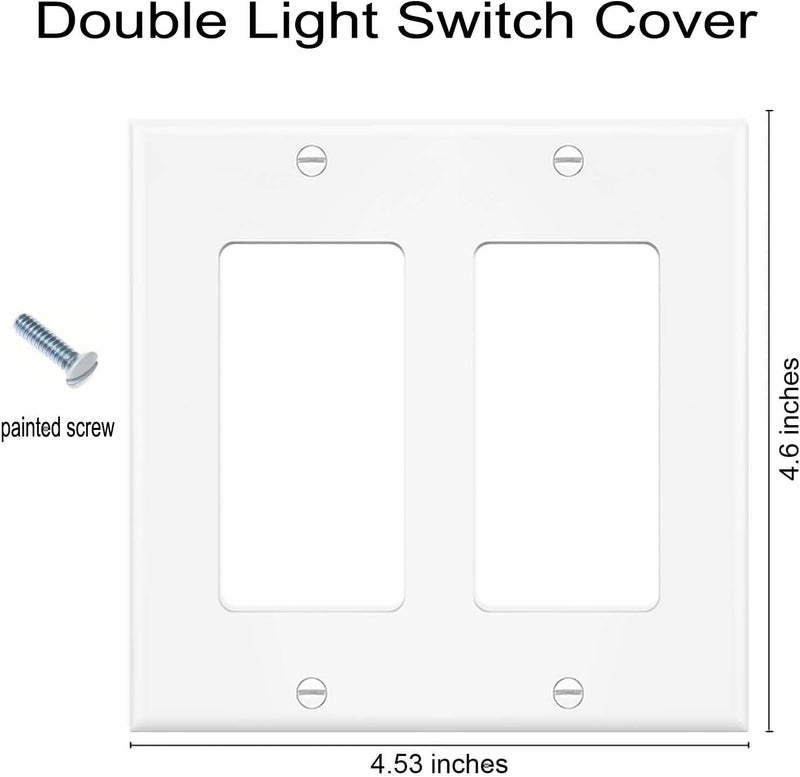 ZEFTV Decorator Wall Plates 2-Gang Switch Outlet Electrical Cover Plate Unbreakable Thermoplastic Faceplate for Light Receptacle Outlet Switch, White (4 Pack) - Image 3